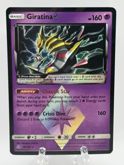 2018 POKEMON SUN & MOON ULTRA PRISM #58/156 GIRATINA PRISM STAR - Image 1
