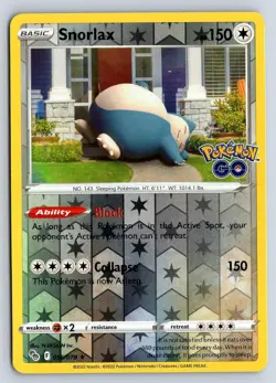 SNORLAX 055/078 HOLO RARE POKEMON GO POKEMON REVERSE HOLO LP - Image 1