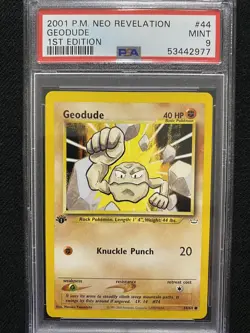 2001 Pokemon Neo Revelation 1st Edition Geodude 44/64 PSA 9 Mint - Image 1