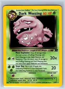 Dark Weezing 14/82 Rare Team Rocket Pokemon Unlimited Holo Moderately Played - Image 1