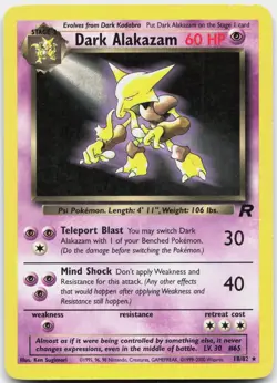 Dark Alakazam 18/82 Rare Team Rocket Pokemon Unlimited Moderately Played - Image 1