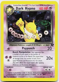 Dark Hypno 9/82 Holo Rare Team Rocket Pokemon Unlimited Holo Lightly Played - Image 1