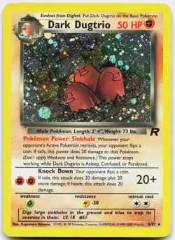 Dark Dugtrio 6/82 Holo Rare Team Rocket Pokemon Unlimited Holo Lightly Played - Image 1