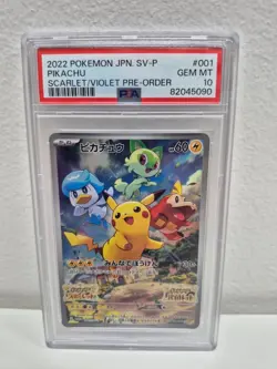 2022 Pokemon Japanese SV-P Pikachu Promo Scarlet Violet Pre-Order PSA 10 - Image 1