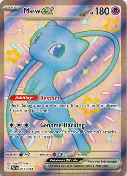 Mew ex 216/091 Shiny Ultra Rare Paldean Fates Pokemon Holo Near Mint - Image 1