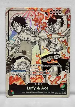 One Piece ST30-001 Parallel Alt Art Luffy & Ace Leader Card, Seals Deck & Other - Image 3