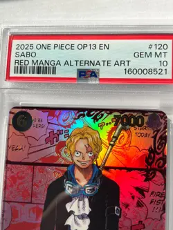 2025 One Piece OP13 EN Sabo Red Manga Alternative Art #120 PSA 10 New Cert! - Image 3