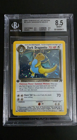 2000 Pokemon Team Rocket 1st Edition Dark Dragonite Holo 5/82 BGS 8.5 - Image 1