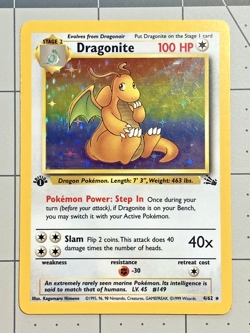 Dragonite 4/62 Holo 1st Edition Pokemon Fossil LP - Image 1