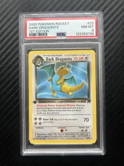 2000 POKEMON ROCKET DARK DRAGONITE 1ST EDITION NON HOLO PSA 8 - Image 1