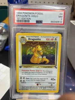 1999 Dragonite Fossil Holo 1st Edition PSA 7 Pokemon TCG - Image 1