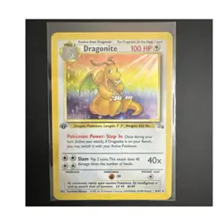 Pokemon Dragonite 1st Edition Fossil Holo Rare 100 HP 1999 English - Image 1
