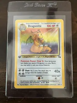 Pokemon Dragonite 4/62 Fossil Holo Rare 1st Edition English 1999 HP100 Stage 2 - Image 1