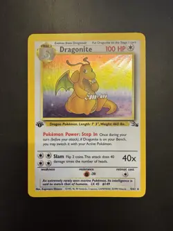 Pokemon TCG Dragonite Fossil Holo Card 4/62 Base Set 1st Edition 1999 - Image 1