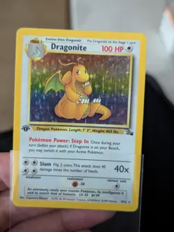 Dragonite 1st Edition Fossil Holo 4/62 Pokemon Vintage Wotc MP - Image 3