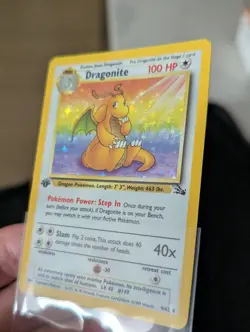 Dragonite 1st Edition Fossil Holo 4/62 Pokemon Vintage Wotc MP - Image 4
