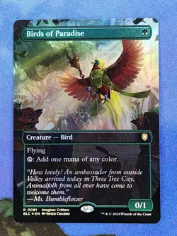 1x FOIL BORDERLESS Birds of Paradise, NM, BLC, Magic: the Gathering, MtG - Image 1