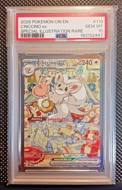 2026 POKEMON CRI EN-CHAOS RISING SPECIAL ILLUSTRATION RARE CINCCINO EX PSA 10 - Image 1