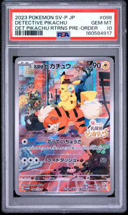 2023 POKEMON JAPANESE SV-P PROMO #098 DETECTIVE PIKACHU PSA 10 - Image 1
