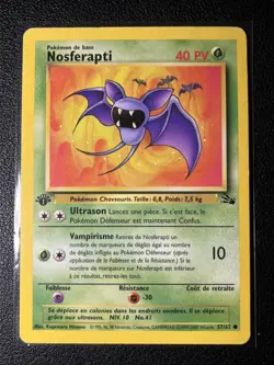 2000 Pokemon FRENCH 1st Edition Fossil Nosferapti-Zubat 57/62 MP - Image 1