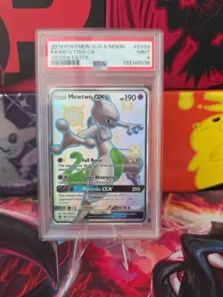 POKEMON 2019 HIDDEN FATES MEWTWO GX SHINY FULL ART SV59 PSA 9 - Image 1