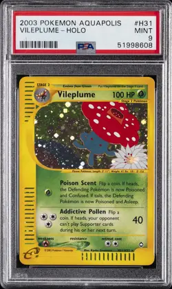 2003 POKEMON AQUAPOLIS #H31 VILEPLUME-HOLO PSA 9 - Image 1