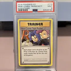 The Pokemon Company Here Comes Team Rocket! Secret Rare PSA 9 Evolutions 113/108 - Image 1