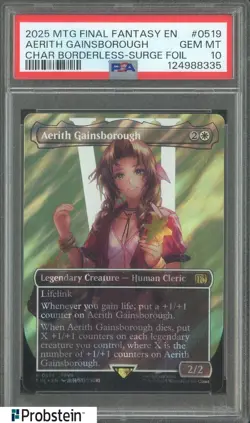 2025 MTG Final Fantasy EN Borderless Surge Foil #0519 Aerith Gainsborough PSA 10 - Image 1