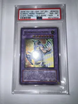 PSA 8 Yugioh German Elemental Hero Tempest EEN-DE034 Ultimate Rare 1st Edition - Image 1