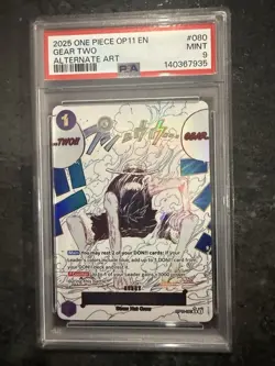 2025 One Piece OP11 EN Gear Two #080 Alternate Art PSA 9 Mint - Image 1