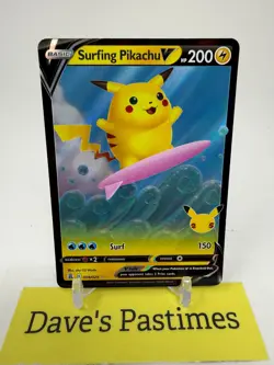 Surfing Pikachu V 008/025 Holo V Rare Celebrations Pokemon Near Mint P5 - Image 1