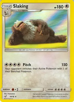 Slaking 18/18 Rare Detective Pikachu Pokemon Holo Near Mint - Image 1