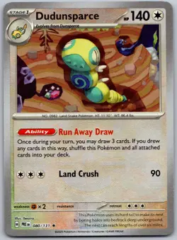 Pokemon Prismatic Evolutions Dudunsparce (Poke Ball Pattern) 080/131 Holo NM - Image 1