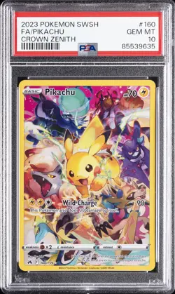 2023 POKEMON SWORD & SHIELD CROWN ZENITH #160 FULL ART/PIKACHU PSA 10 - Image 1