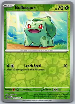 Bulbasaur 001/165 Common 151 Pokemon Reverse Holo Near Mint - Image 1