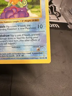 Squirtle SHADOWLESS 1st Edition #63/102 Pokemon Base Set MP - Image 3