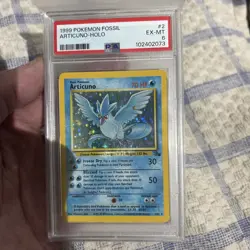 PSA 6 Articuno Pokemon Card Holo WOTC 2/62 Fossil Set Rare Vintage 1999 EX-MT - Image 1