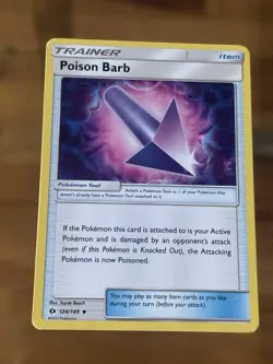 Poison Barb 124/149 SM Base Set Uncommon Pokemon Card - Image 1