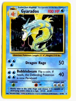 Gyarados 6/102 Holo Rare Base Set Unlimited Pokemon LP - Image 1