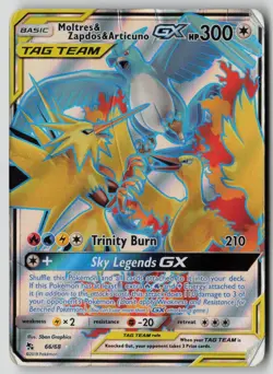 Moltres & Zapdos & Articuno GX 66/68 Ultra Rare Hidden Fates Pokemon DMG - Image 1