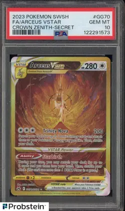 2023 Pokemon SWSH Crown Zenith Secret #GG70 FA Arceus Vstar PSA 10 GEM MINT - Image 1