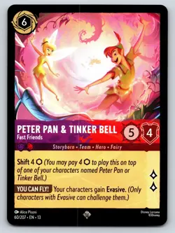 Disney Lorcana Peter Pan & Tinker Bell - Fast Friends 60/207 Foil NM - Image 1