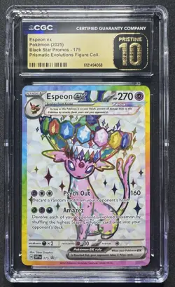 2025 Pokemon Prismatic Evolution Black Star Promo Espeon ex #175 CGC Pristine 10 - Image 1