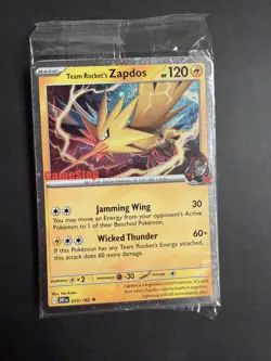 Pokemon TCG Team Rockets Zapdos Promo Card GameStop, 070/182 Sealed - Image 1