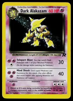 Pokemon Card Team Rocket Dark Alakazam 1/82 Rare Unlimited Holo - Image 1