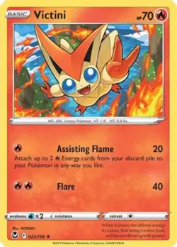 Pokemon - Victini - 023/195 - Rare - Sword & Shield - Silver Tempest - NM - Image 1