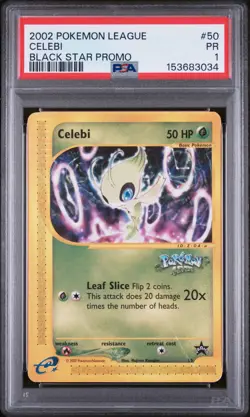 2002 POKEMON LEAGUE PROMO BLACK STAR #50 CELEBI PSA 1 - Image 1