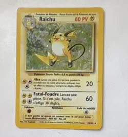 WOTC Raichu 14/102 Base Set Holo Rare 1999 French 80 HP Pokemon TCG - Image 1