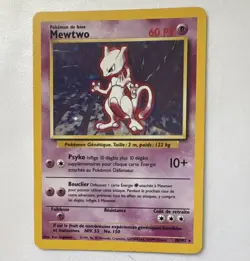 WOTC Mewtwo 10/102 Base Set Pokemon TCG Rare 1999 French 60 HP Unlimited - Image 1