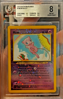 2001 Pokemon Southern Islands Mew Holo #1 BGS 8 NM-MT Double Swirl Pop 42 WOTC - Image 1